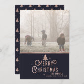 Rose Gold Weihnachtsbaum Weihnachtsfotokarte Feiertagskarte (Vorne/Hinten)