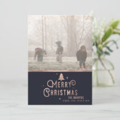 Rose Gold Weihnachtsbaum Weihnachtsfotokarte Feiertagskarte (Stehend Vorderseite)