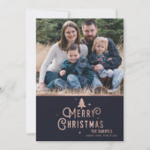 Rose Gold Weihnachtsbaum Weihnachtsfotokarte Feiertagskarte (Vorderseite)