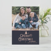 Rose Gold Weihnachtsbaum Weihnachtsfotokarte Feiertagskarte (Stehend Vorderseite)