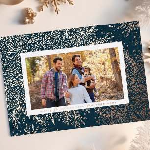 ROSE Gold Weihnachtsbotanik Schneeflocke Foto Folien Feiertagskarte