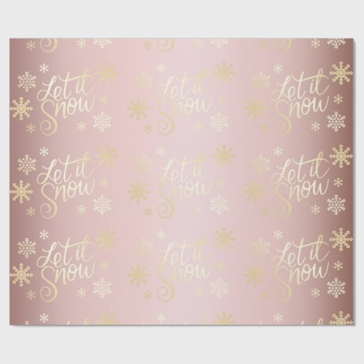 Rose Gold Weihnachtsgeschenk Schnee und Schneefloc Geschenkpapier (Flach)