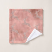 Rose Gold Weihnachtsmann Glitzer Look Badhandtuch Set (Waschlappen)