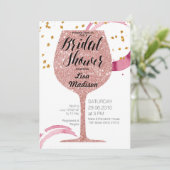 Rose Gold Wein Bridal Dusche Einladung Karte (Stehend Vorderseite)