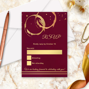 Rose Gold Wein Fleck Marsala Hochzeit RSVP Karte