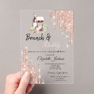 Rose Gold Wein Tropft Wein Trauben Brautparty Acryleinladungen