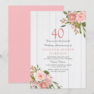 Rosé Gold Weiß 40. Hochzeitstag Einladung