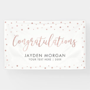 Rose Gold & Weiß Gratulations-Event-Party Banner