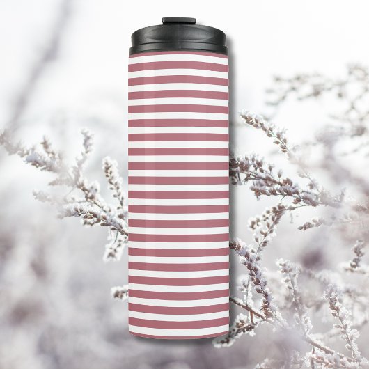 Rose Gold Weiß, leicht horizontal gestreift Thermosbecher