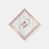 Rose Gold & Weiß Marmor Moderne chinesische Hochze Serviette (Ecke)