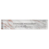 Rose Gold & Weiß Marmor Modernes Elegantes Namensplakette (Vorderseite)