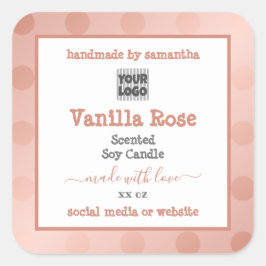 Rose Gold Weiß mit Logo-Produktverpackungsetikette Quadratischer Aufkleber