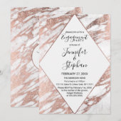 Rose Gold Weiß Moderne Marmorversion Verlobung Einladung (Vorne/Hinten)