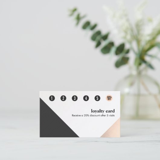 Rose Gold, Weiß Schwarz, Geometrie 6 Loyalität Treuekarte (Stehend Vorderseite)