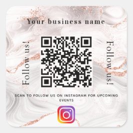 Rose Gold Weißagate Marmor qr Code Instagram Quadratischer Aufkleber