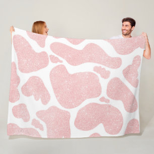 Rose Gold weiße große Kuh Spots Tierdruck Fleecedecke