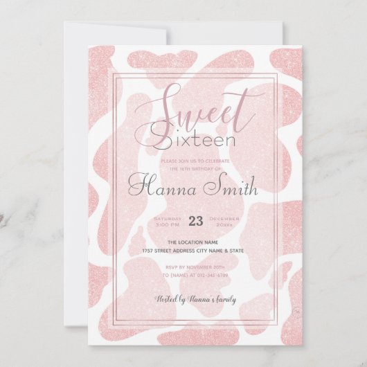 Rose Gold weiße große Kuh Spots Tiermuster (Vorderseite)