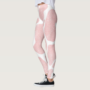 Rose Gold weiße große Kuh Spots Tiermuster Leggings