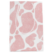 Rose Gold weiße große Kuh Spots Tiermuster Mittlere Geschenktüte (Vorderseite)