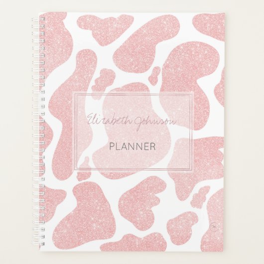 Rose Gold weiße große Kuh Spots Tiermuster Planer (Vorderseite)