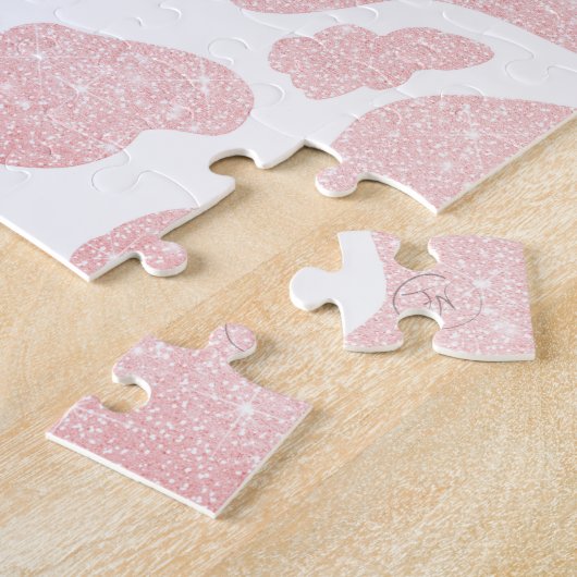 Rose Gold weiße große Kuh Spots Tiermuster Puzzle (Seite)