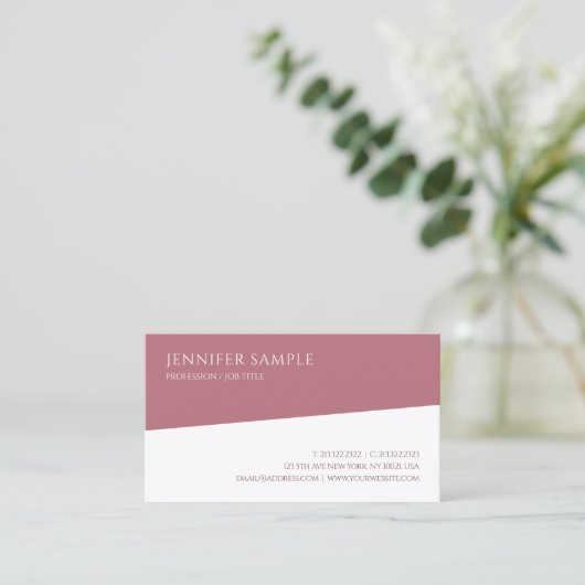 Rose Gold Weiße Vorlage Moderne Minimalistisch Visitenkarte (Stehend Vorderseite)