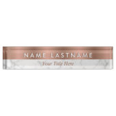 Rose Gold Weißer Graue Marmor Elegant Moderne Namensplakette (Vorderseite)