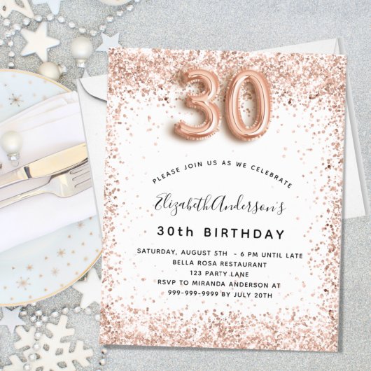 Rose Gold - Weißer Haushalt zum 30. Geburtstag Flyer