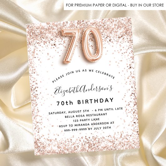 Rose Gold - Weißer Haushalt zum 70. Geburtstag Flyer