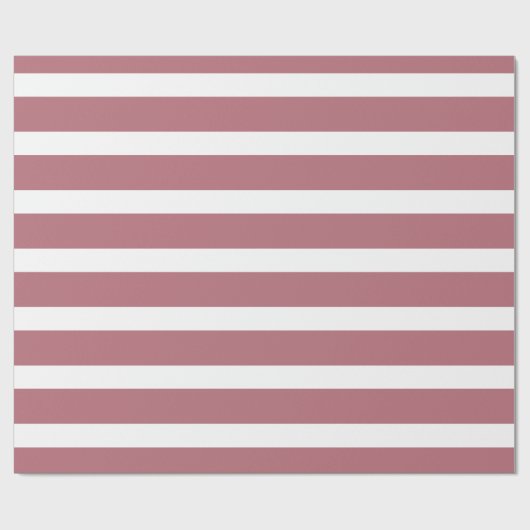 Rose Gold Weißer klassischer, horizontaler Streife Geschenkpapier (Flach)