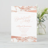 Rose Gold Weißer Marmor Custom Batchelorette Einladung (Stehend Vorderseite)