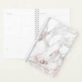 Rose Gold Weißer Marmor Elegant Modernes Monogramm Planer (Anzeige)