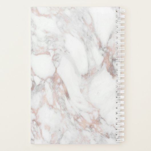 Rose Gold Weißer Marmor Elegant Modernes Monogramm Planer (Rückseite)