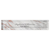 Rose Gold & Weißer Marmor Elegant Modernste Namensplakette (Vorderseite)