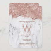 Rose Gold Weißer Marmor Glitzer jedes Jahr Geburts Einladung (Vorne/Hinten)