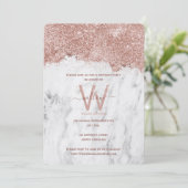 Rose Gold Weißer Marmor Glitzer jedes Jahr Geburts Einladung (Stehend Vorderseite)