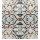 Rose Gold Weißer Marmor Luxuriöser Glam Duschvorhang (Vorderseite)