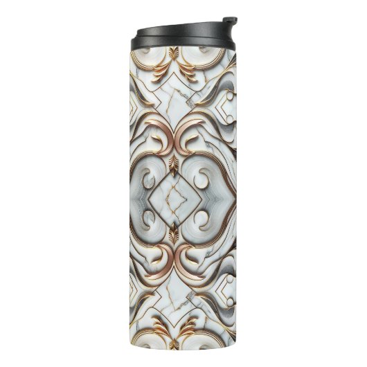 Rose Gold Weißer Marmor Luxuriöser Glam Thermosbecher (Nach links gedreht)