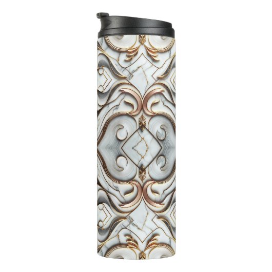 Rose Gold Weißer Marmor Luxuriöser Glam Thermosbecher (Nach rechts gedreht)