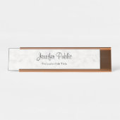 Rose Gold Weißer Marmor Moderne schicke Vorlage Schreibtischnamensplakette (Vorderseite )