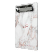 Rose Gold Weißer Marmor Modernes Monogramm Elegant Mini Klemmbrett (Gewinkelt2)