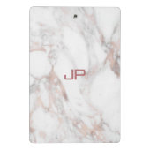 Rose Gold Weißer Marmor Modernes Monogramm Elegant Mini Klemmbrett (Rückseite)