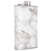 Rose Gold Weißer Marmor Stilvorlage elegant Flachmann (Rechts)