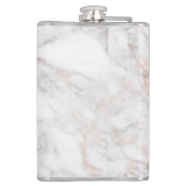 Rose Gold Weißer Marmor Stilvorlage elegant Flachmann (Rückseite)