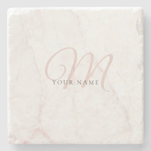 Rose Gold Weißer Marmorstein Steinuntersetzer (Vorderseite)