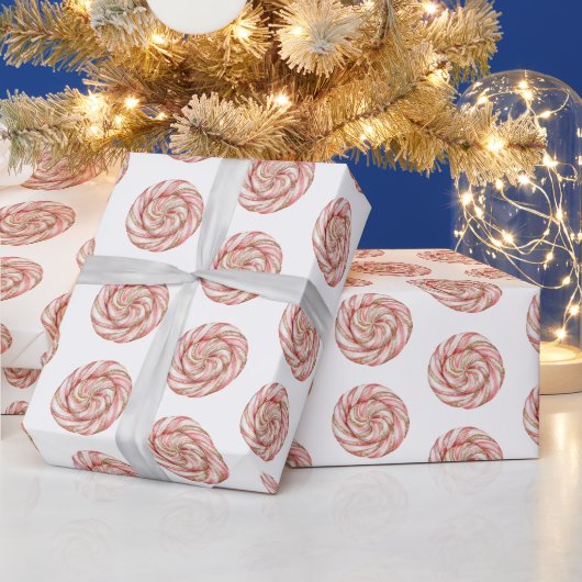 Rose Gold Weißer Pfefferminz Weihnachten Geschenkpapier (Feiertage)