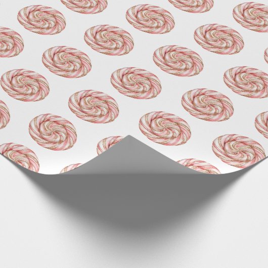 Rose Gold Weißer Pfefferminz Weihnachten Geschenkpapier (Ecke)