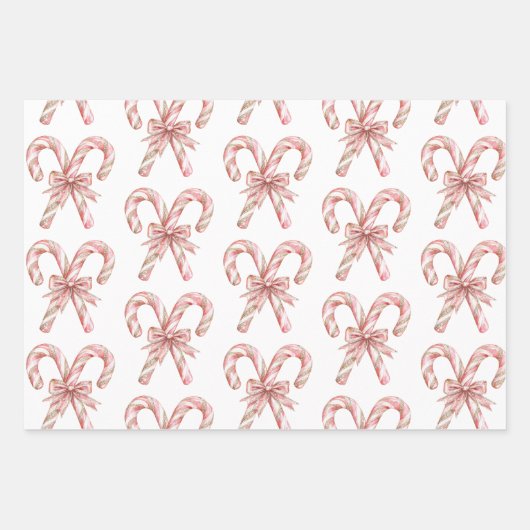 Rose Gold Weißer Pfefferminz Weihnachten Geschenkpapier Set (Vorderseite 3)