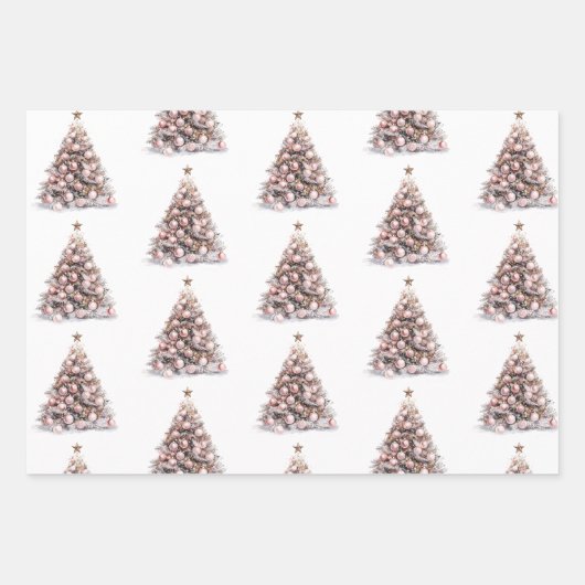 Rose Gold Weißer Pfefferminz Weihnachten Geschenkpapier Set (Vorderseite 2)