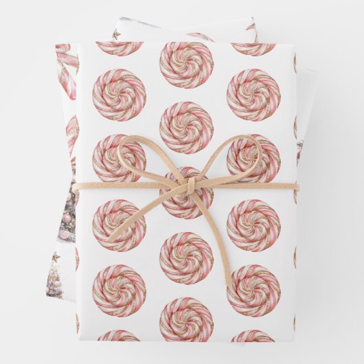 Rose Gold Weißer Pfefferminz Weihnachten Geschenkpapier Set (Beispiel)